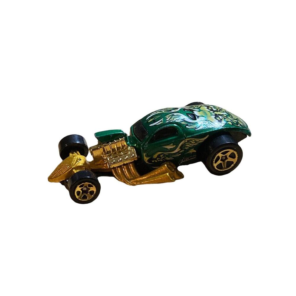 Vintage 2002 Hot Wheels 1/4 Mile Coupe Green & Gold ~ Metal